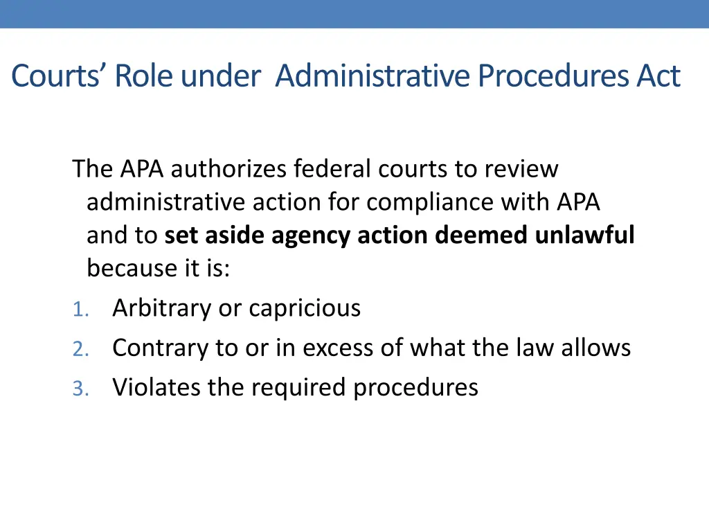courts role under administrative procedures act