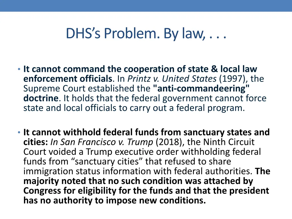 dhs s problem by law