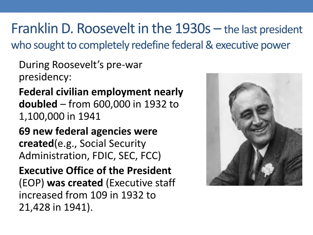 franklin d roosevelt in the 1930s the last