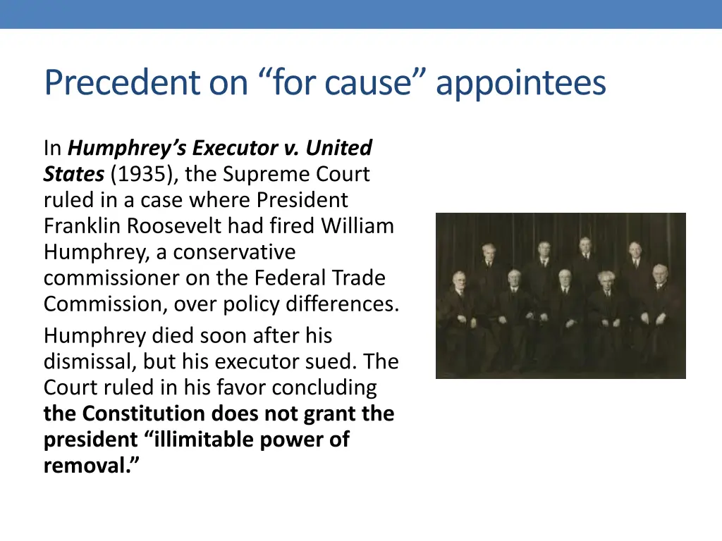 precedent on for cause appointees