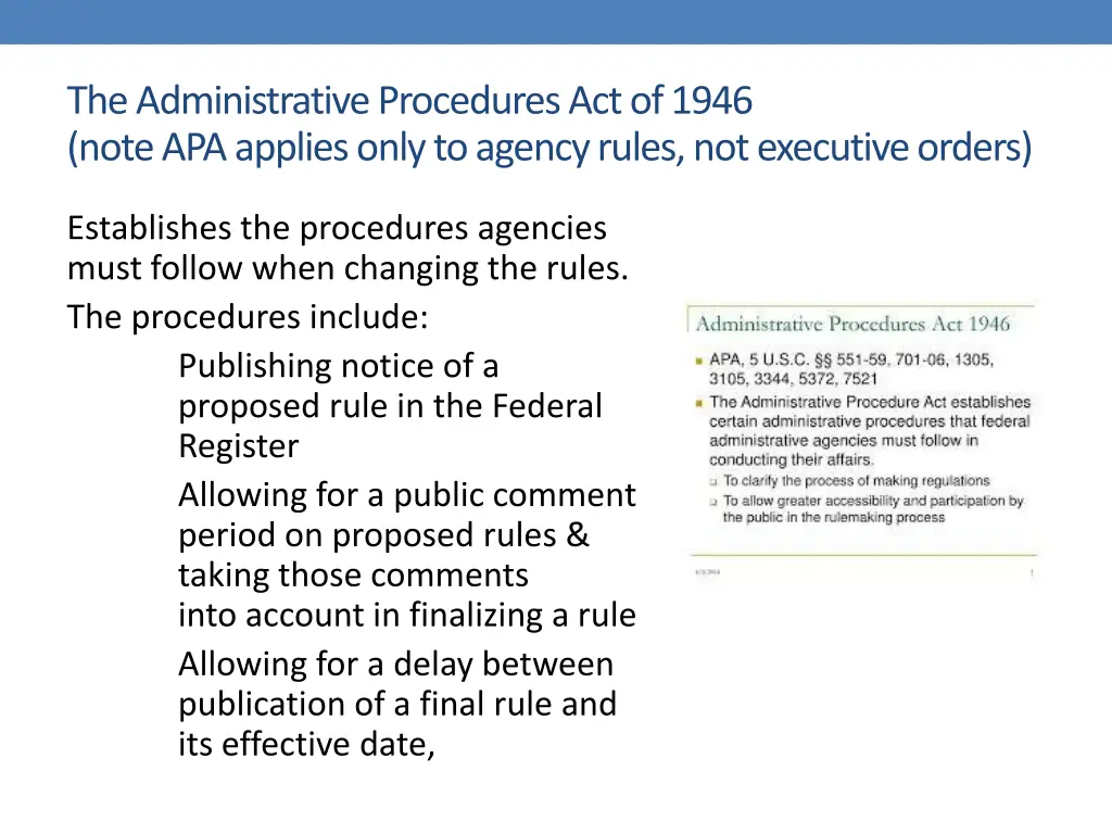the administrative procedures act of 1946 note