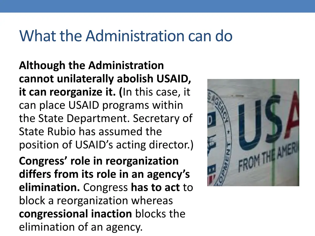 what the administration can do