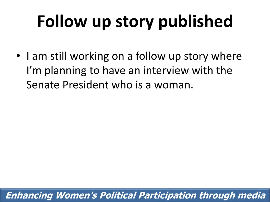 follow up story published