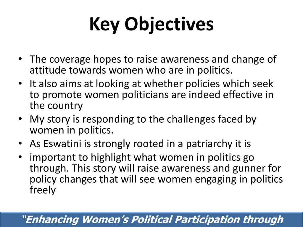 key objectives