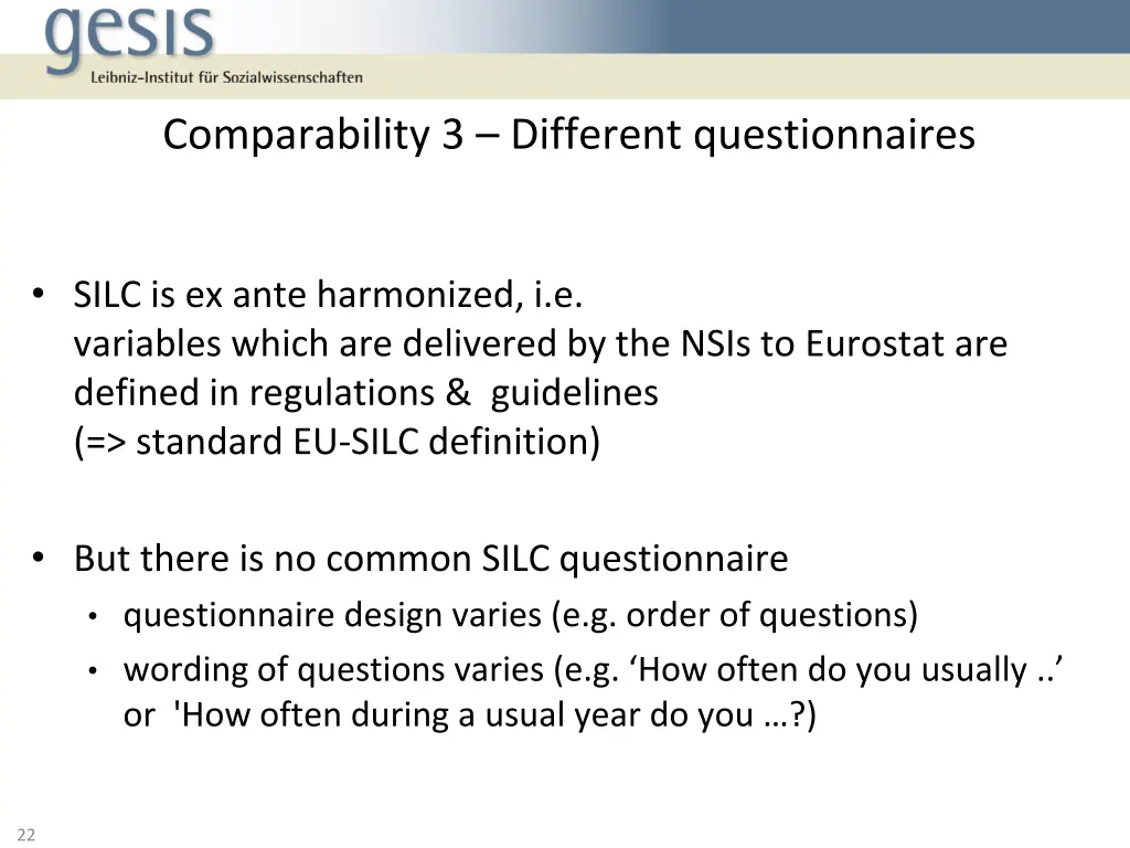 comparability 3 different questionnaires