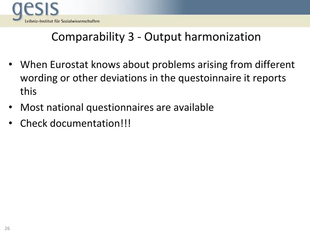 comparability 3 output harmonization