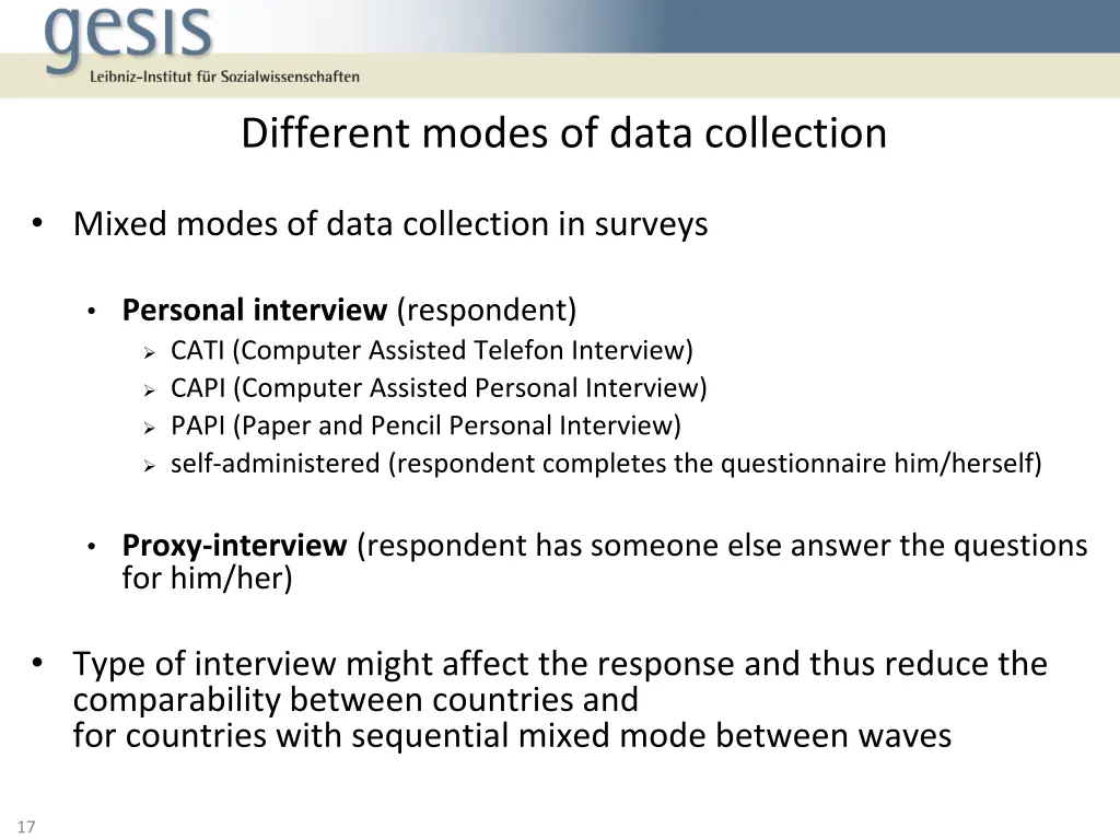 different modes of data collection 1