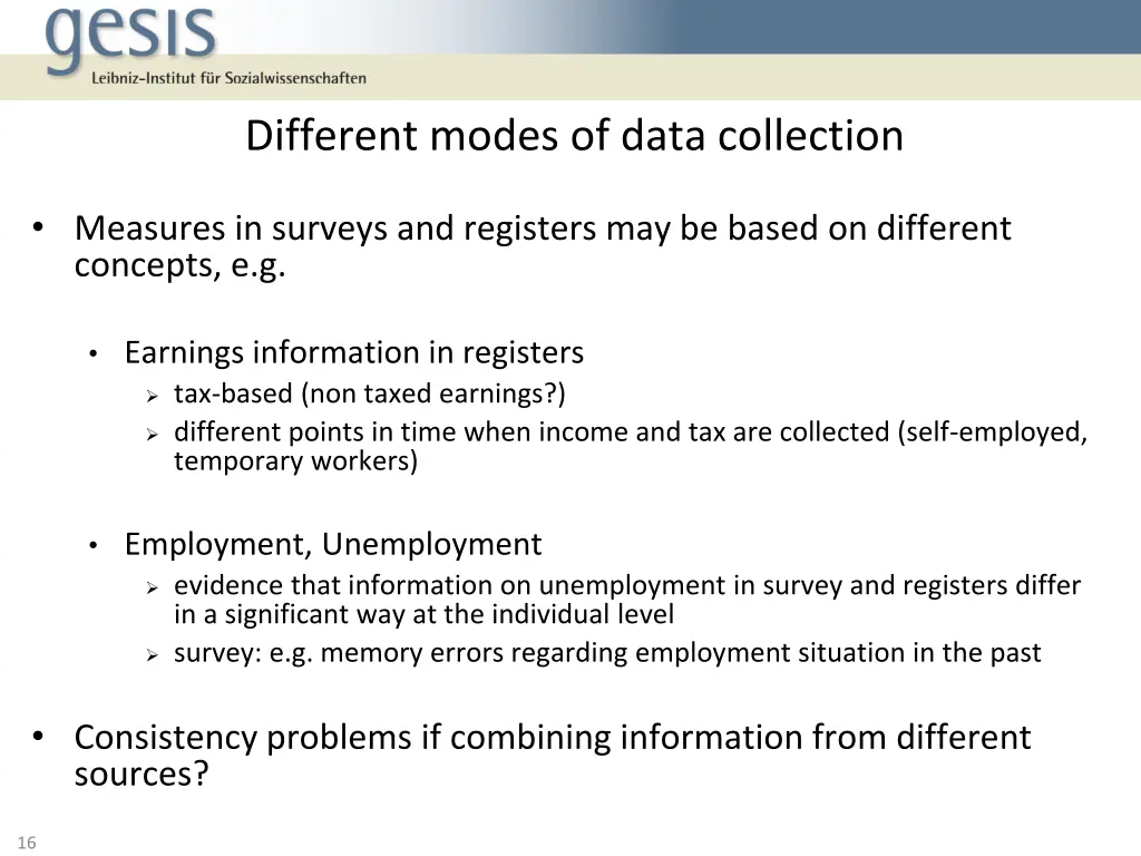 different modes of data collection
