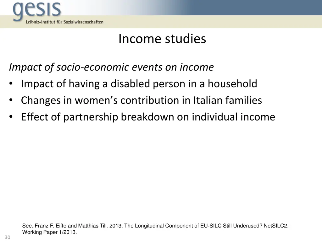 income studies 1