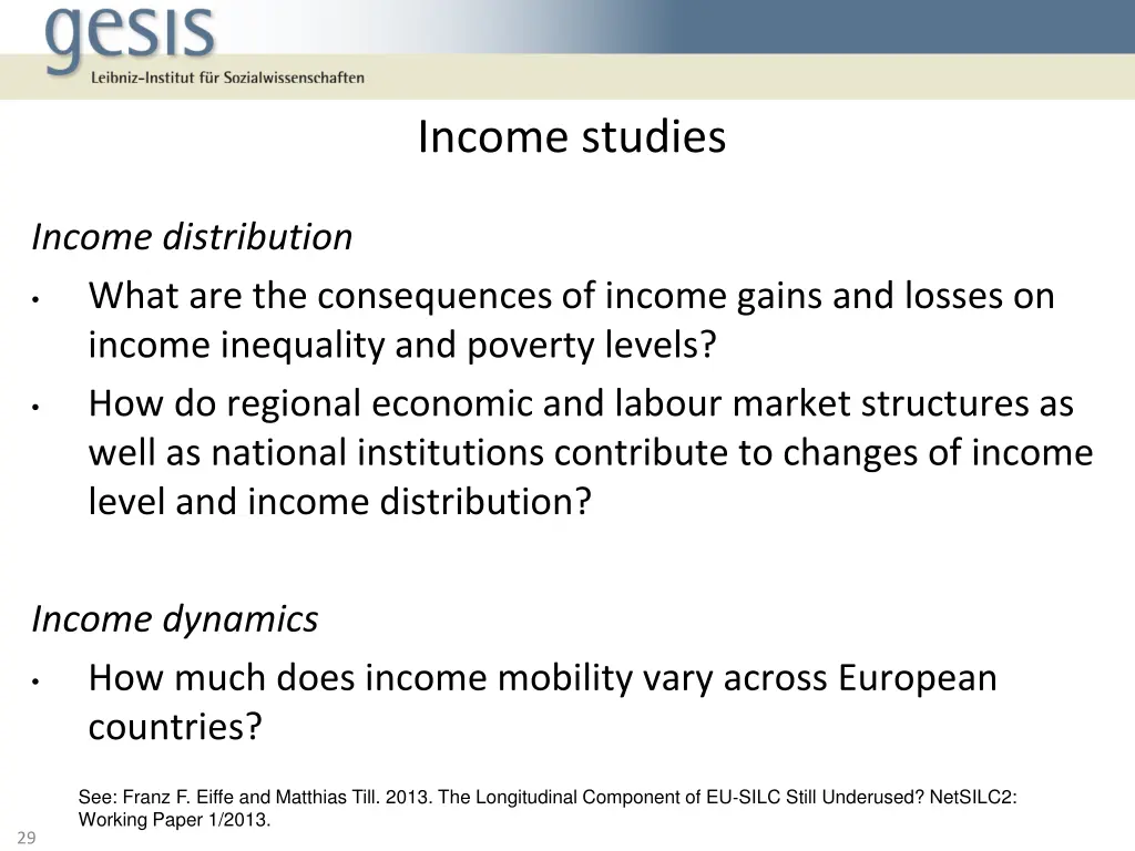 income studies