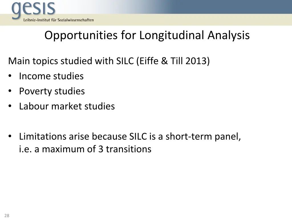 opportunities for longitudinal analysis