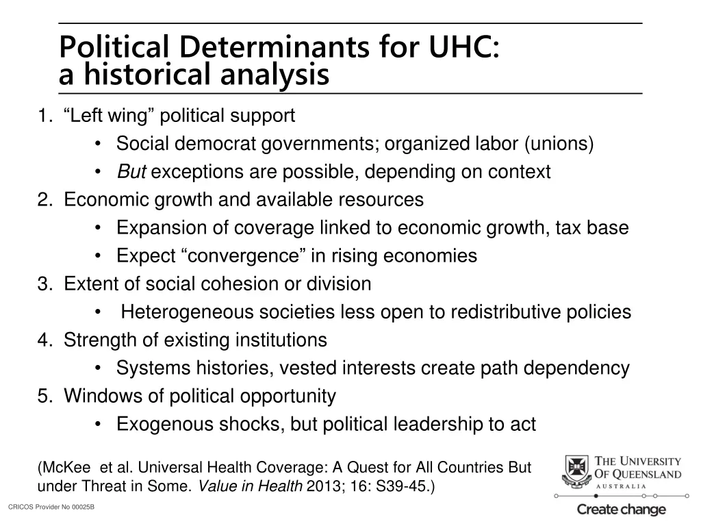 political determinants for uhc a historical
