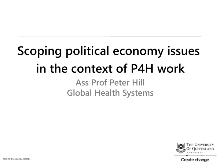 scoping political economy issues in the context