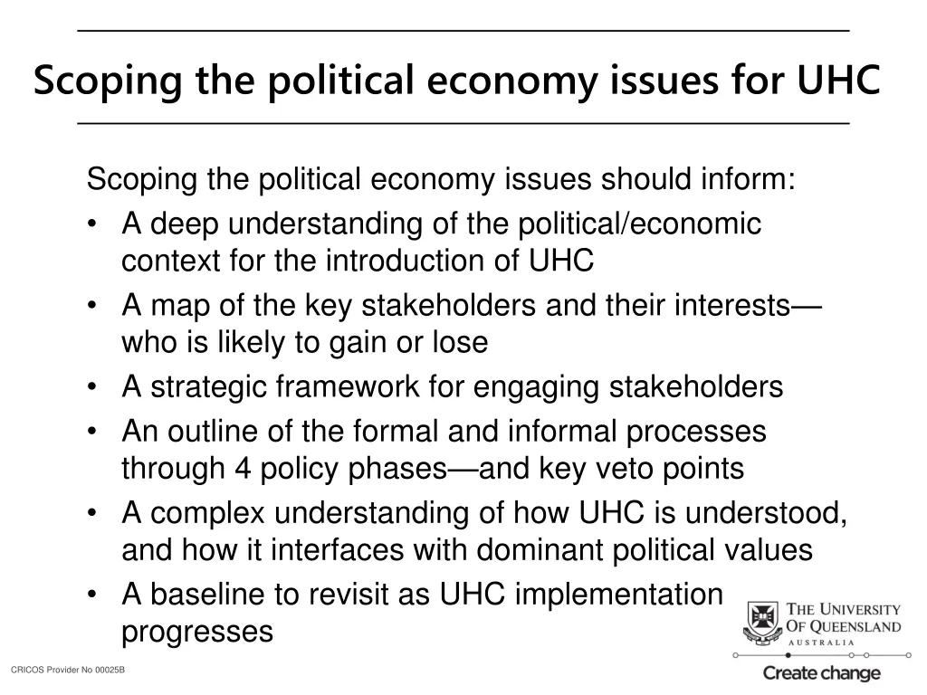 scoping the political economy issues for uhc