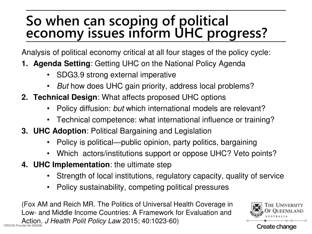 so when can scoping of political economy issues