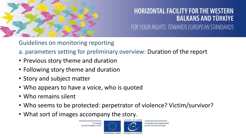 guidelines on monitoring reporting a parameters