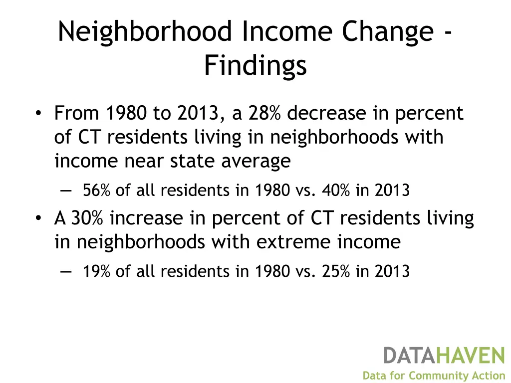 neighborhood income change findings