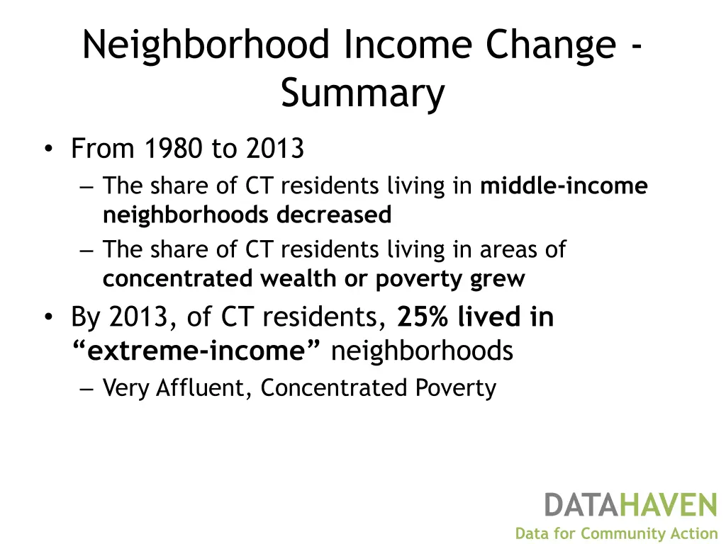 neighborhood income change summary