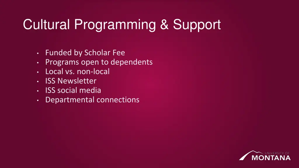 cultural programming support