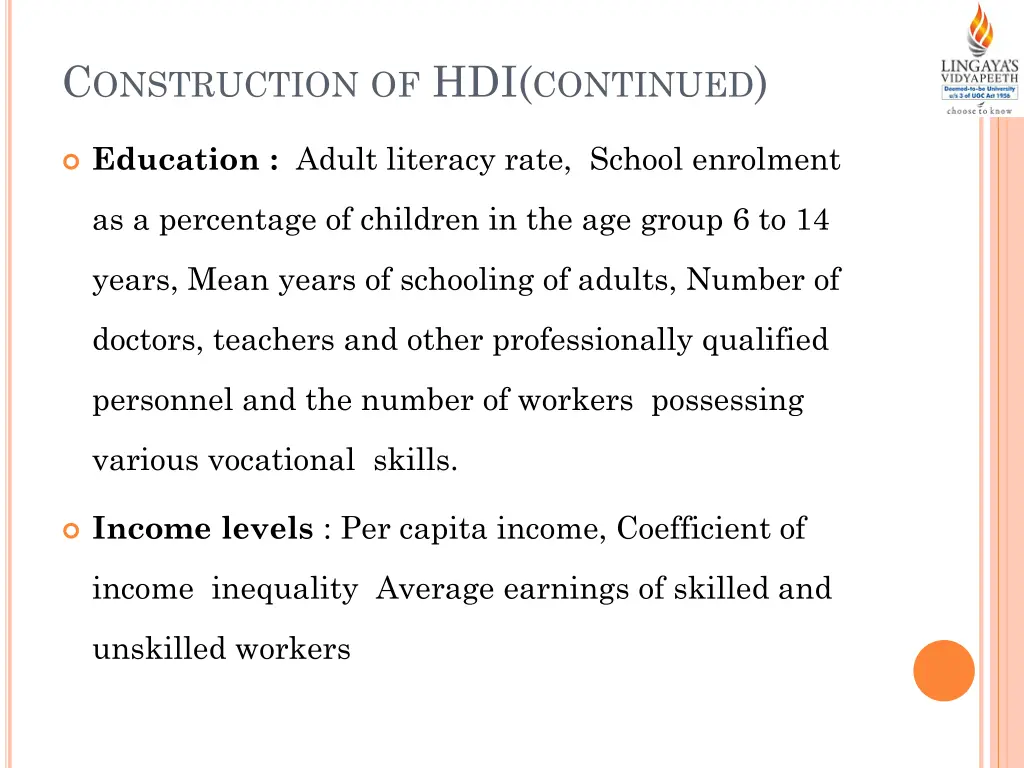 c onstruction of hdi continued