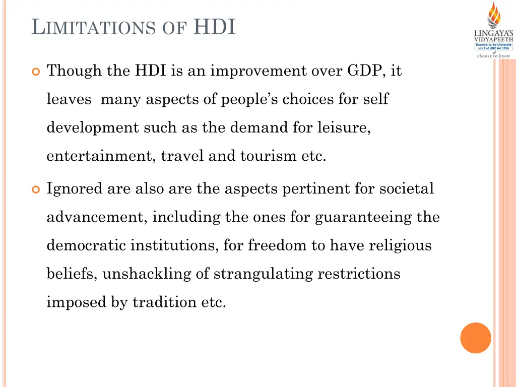 l imitations of hdi