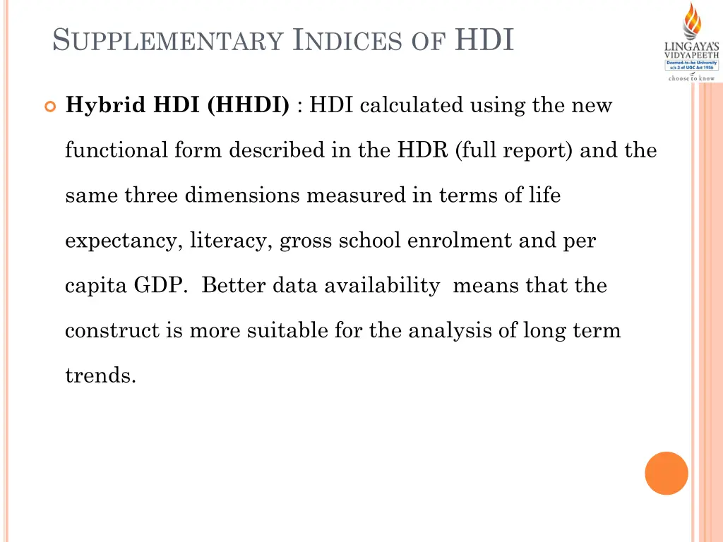 s upplementary i ndices of hdi 1