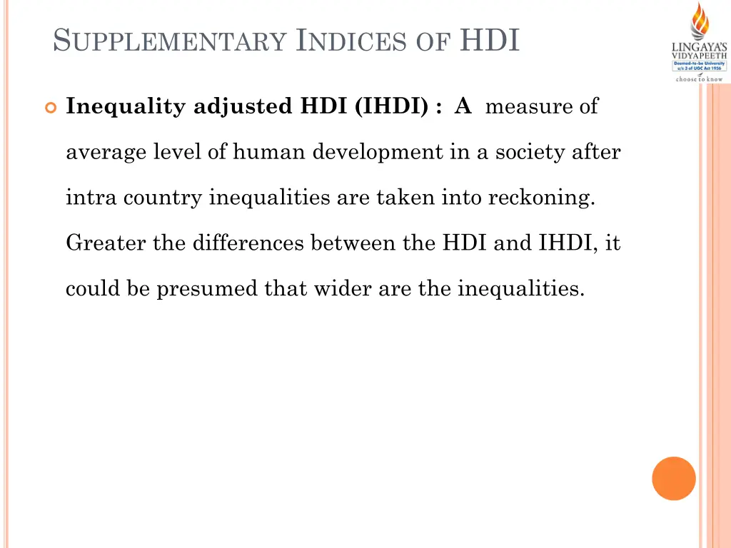 s upplementary i ndices of hdi