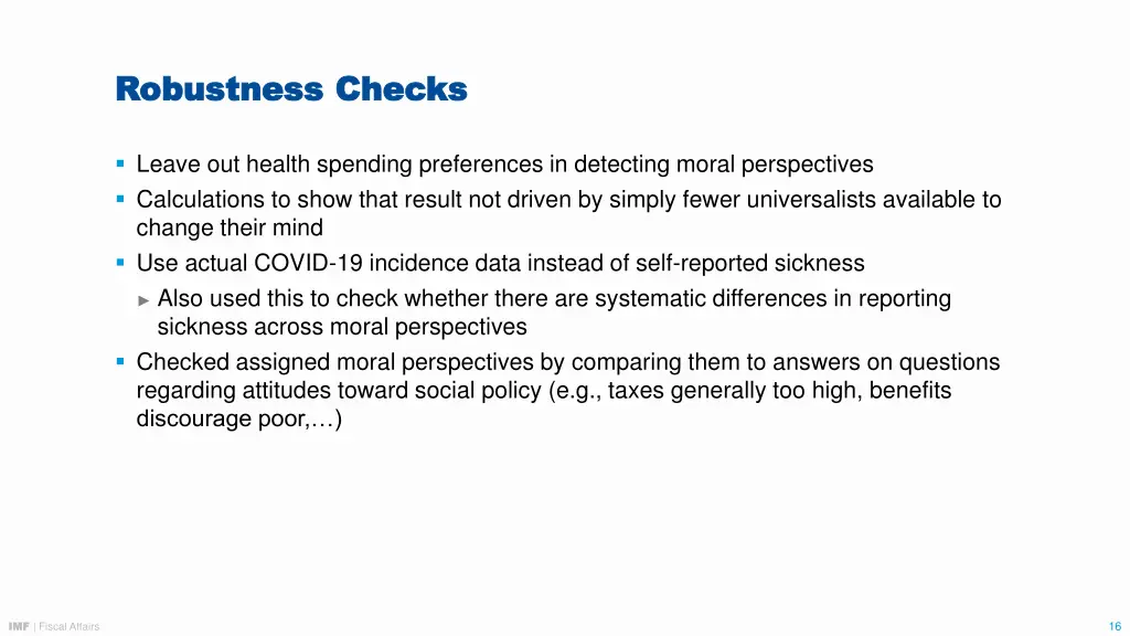 robustness checks robustness checks