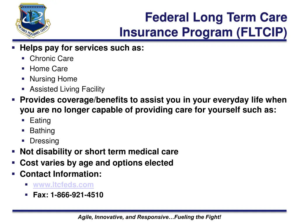 federal long term care insurance program fltcip