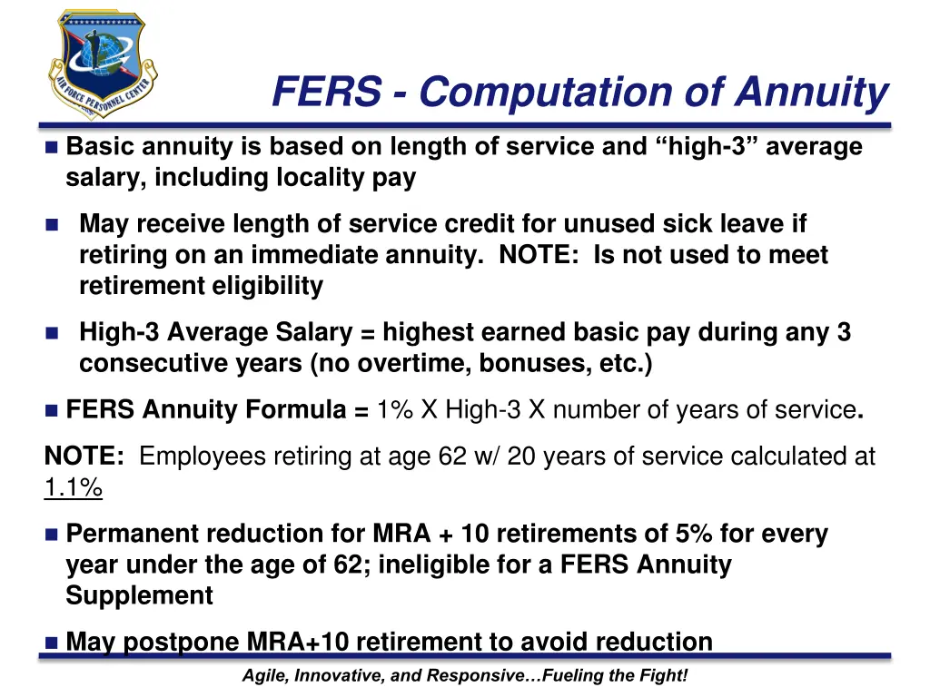 fers computation of annuity