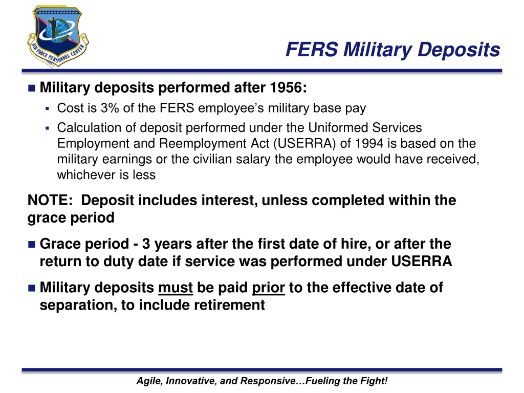 fers military deposits
