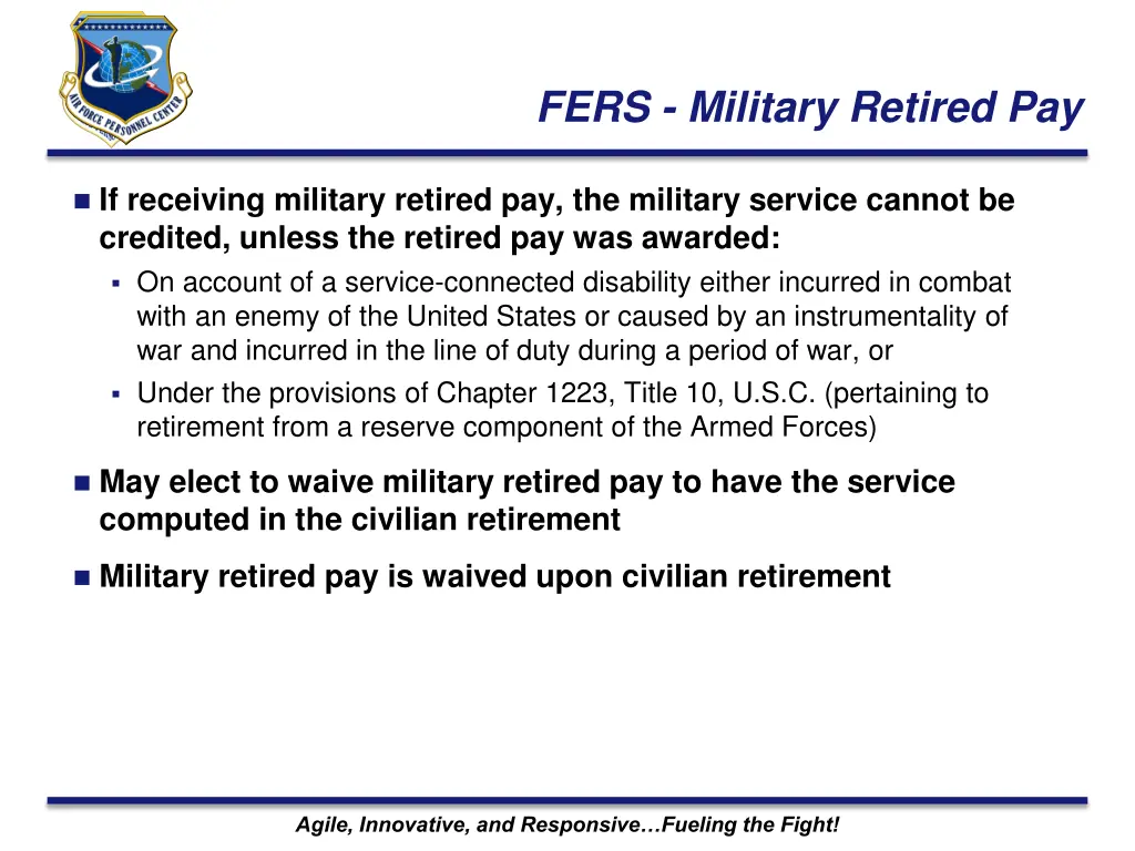 fers military retired pay