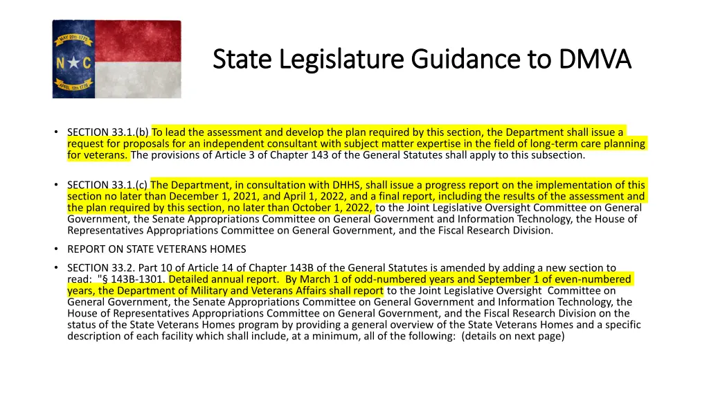 state legislature guidance to dmva state 1