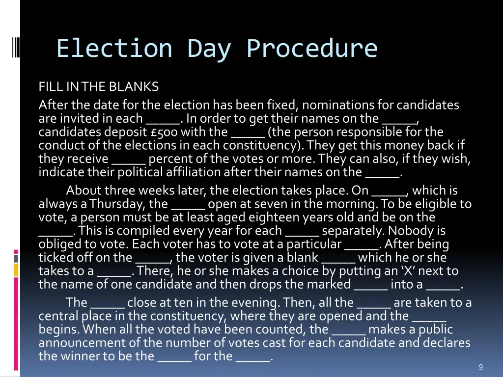 election day procedure