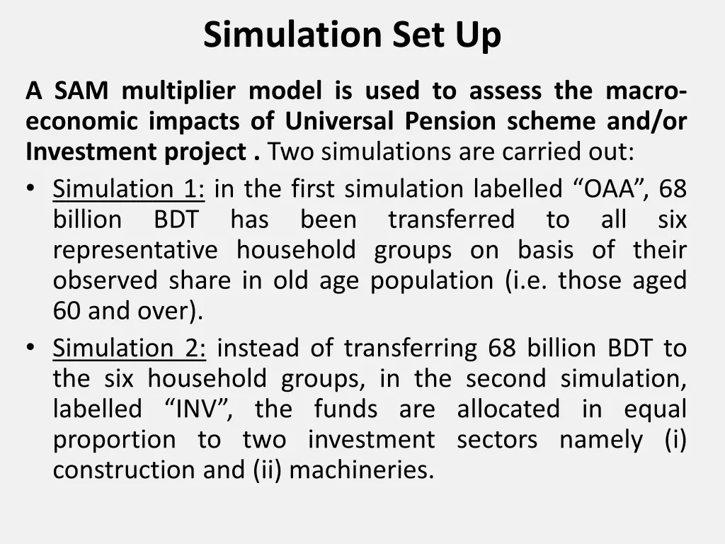 simulation set up
