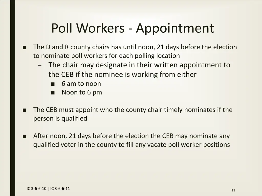 poll workers appointment
