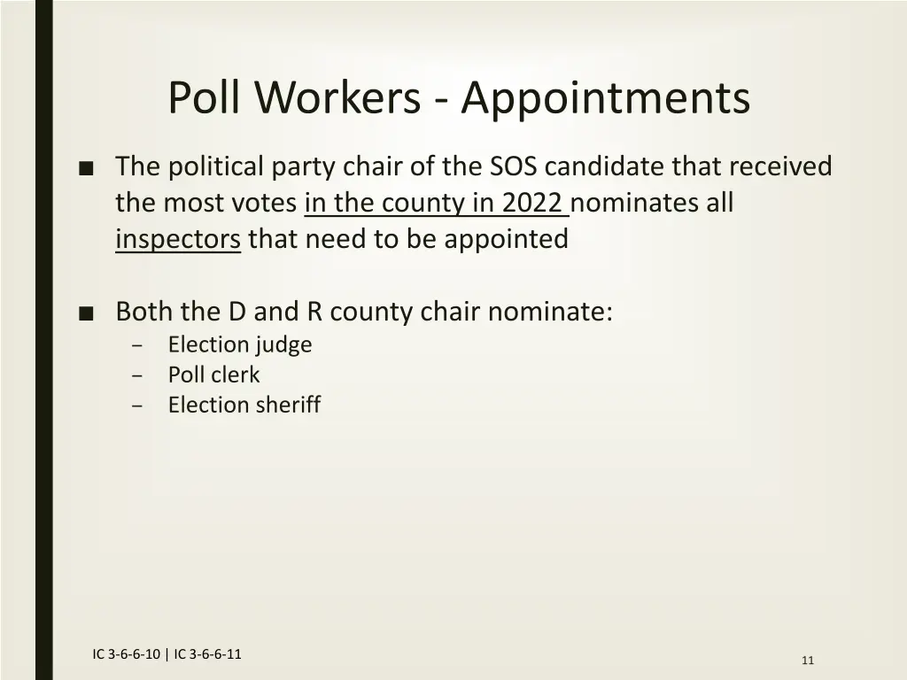 poll workers appointments