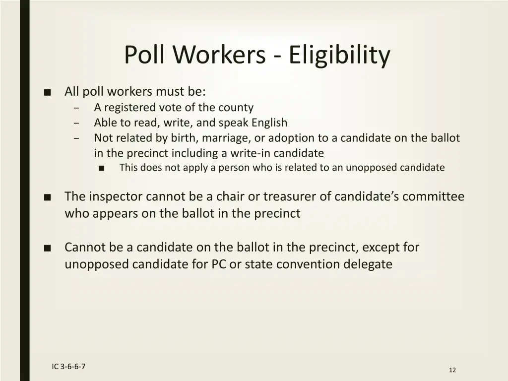 poll workers eligibility