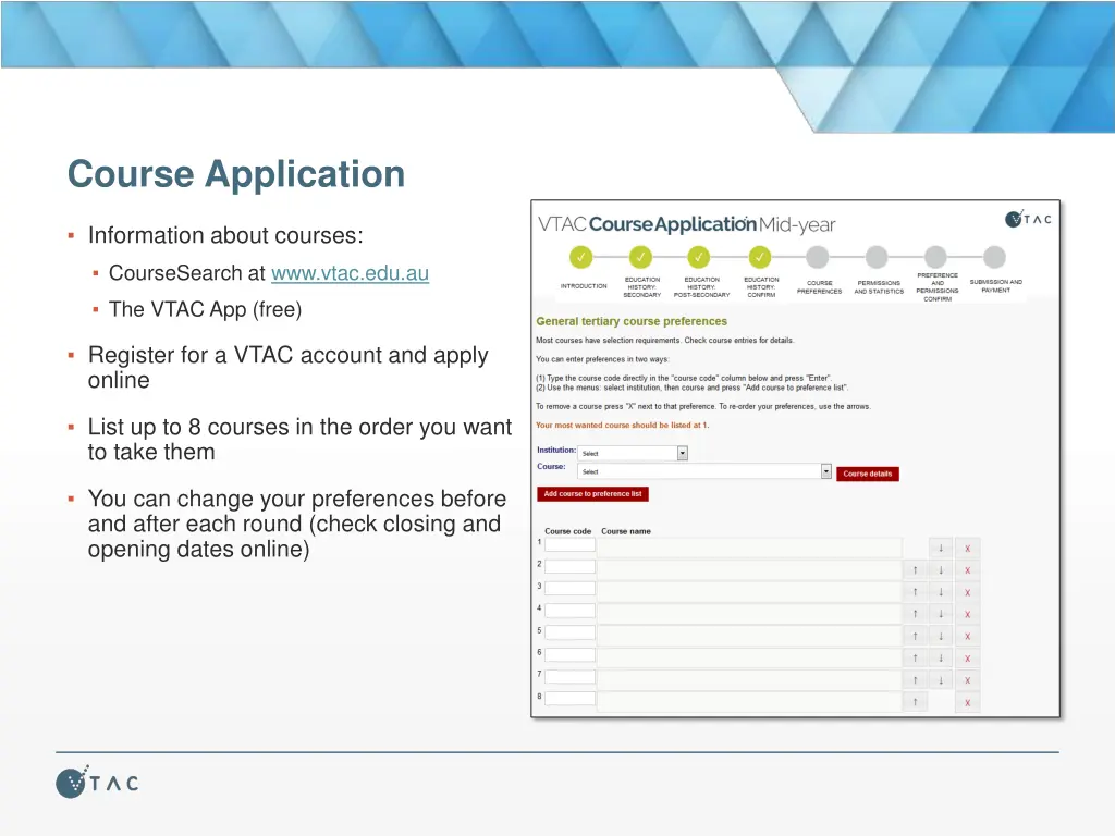 course application
