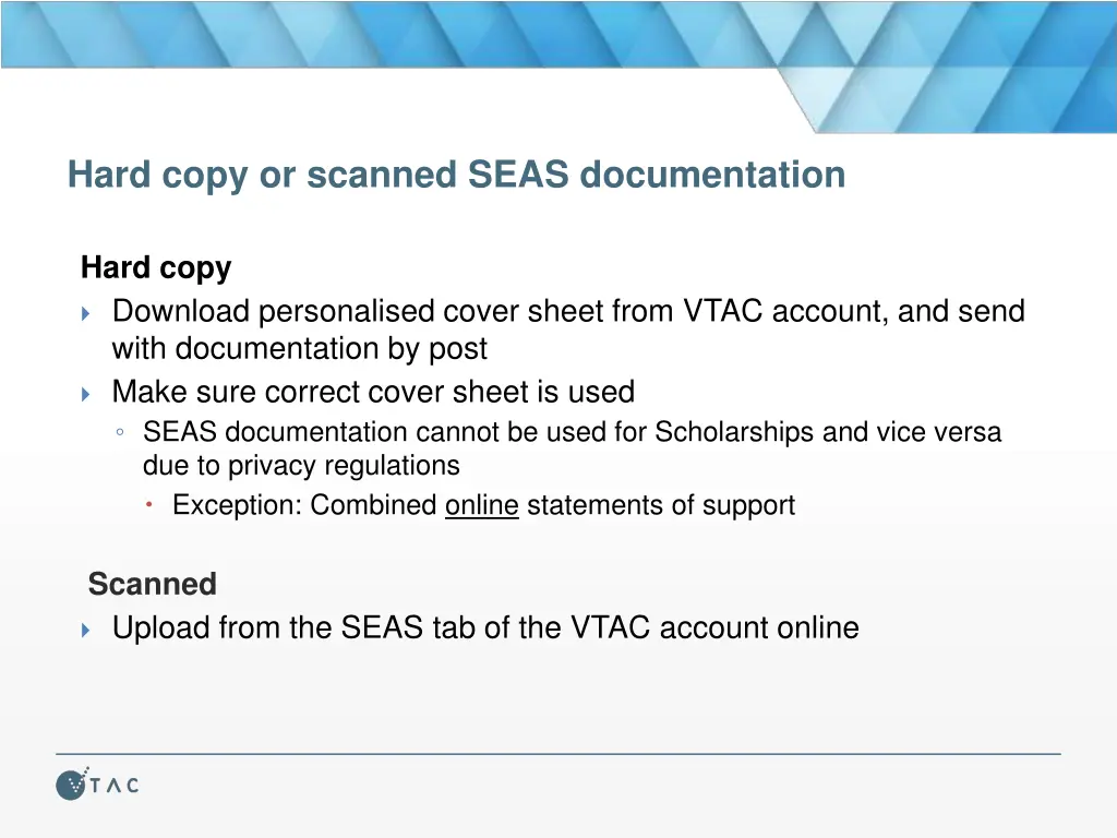 hard copy or scanned seas documentation