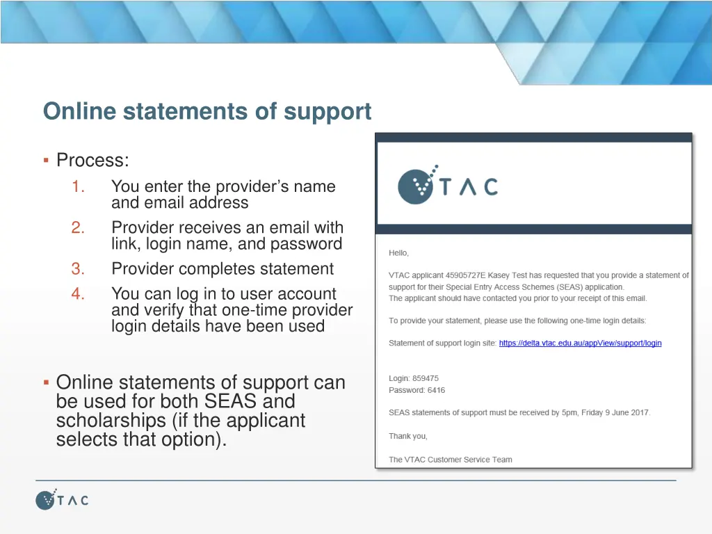 online statements of support