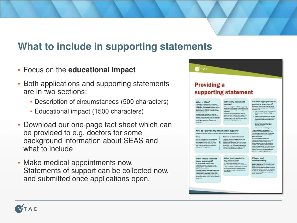 what to include in supporting statements