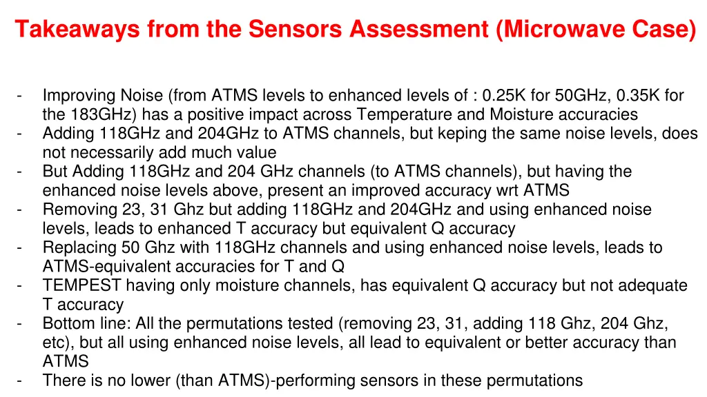 takeaways from the sensors assessment microwave