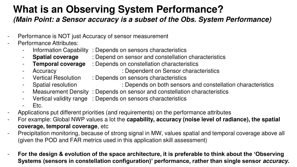 what is an observing system performance main