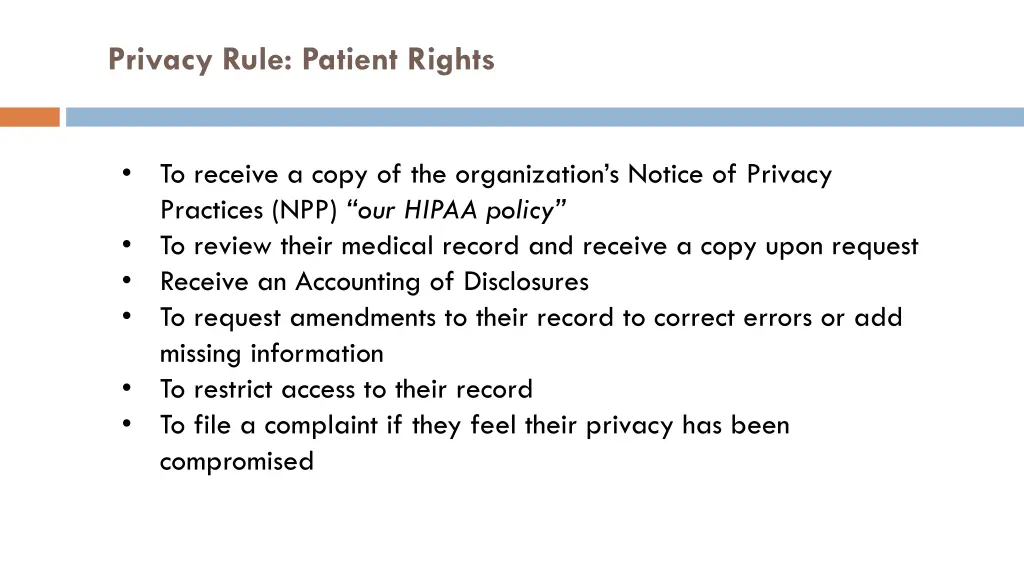privacy rule patient rights