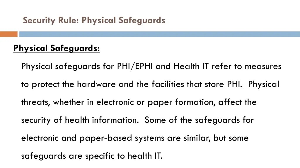 security rule physical safeguards