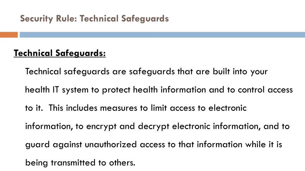 security rule technical safeguards