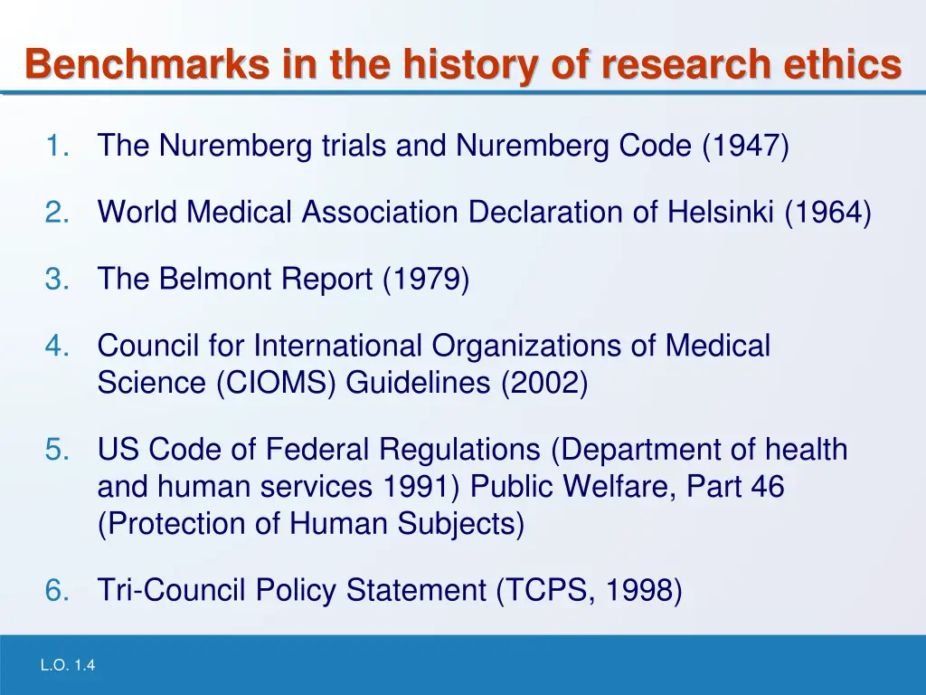 benchmarks in the history of research ethics