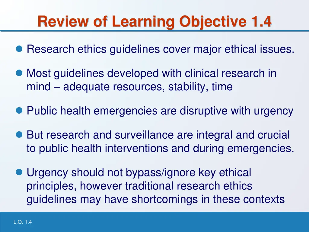 review of learning objective 1 4