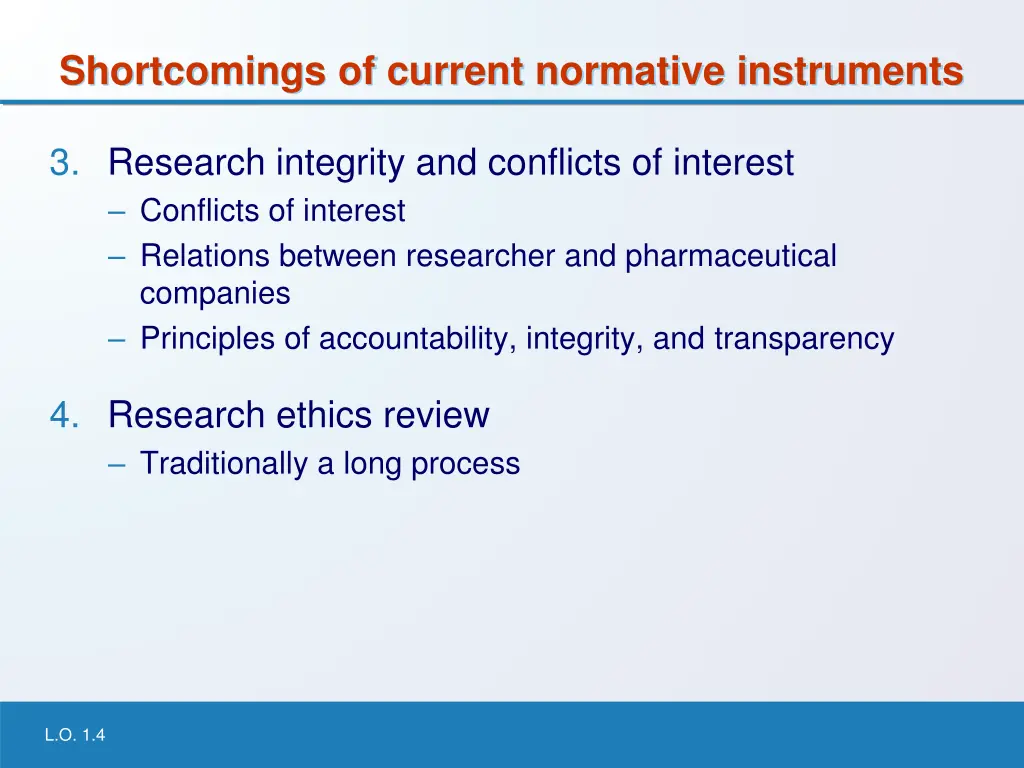 shortcomings of current normative instruments 1